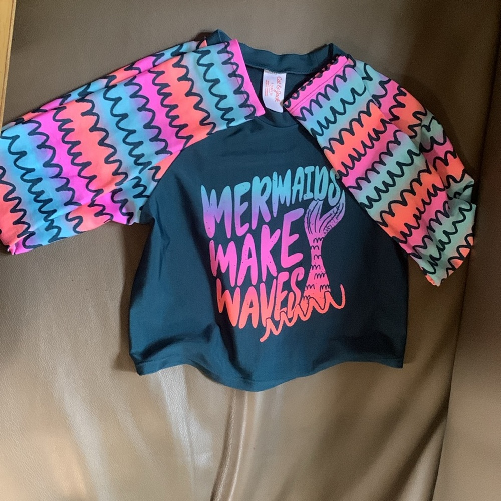 Cat & Jack Kids Swim Rashguard - Blue and Pink